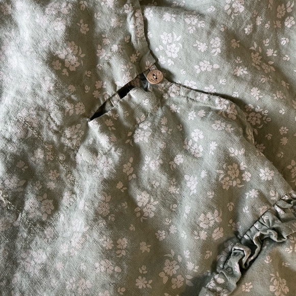 Lalibela Not Perfect Linen Floral Dress Light Green Medium - Picture 7 of 13